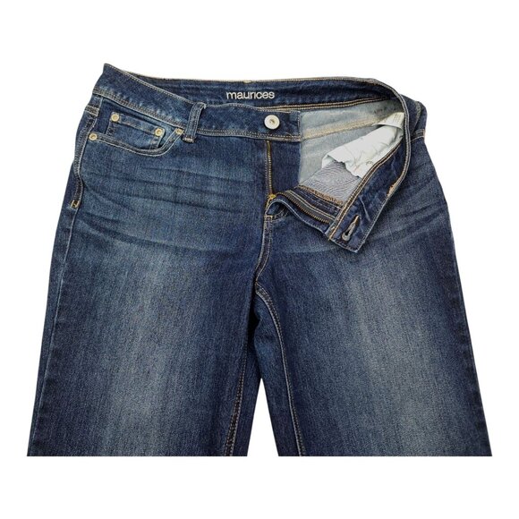 Maurices Womens 7/8 Short Flare Jeans In Dark Wash Denim Stretch Cotton Blend - Picture 7 of 10